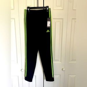 NWT adidas boys youth impact jogger black and light green size M 10/12